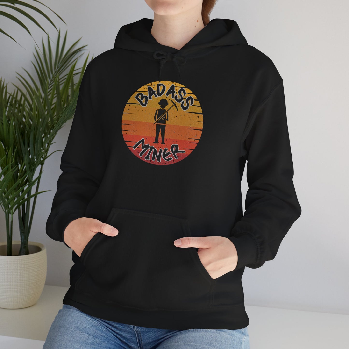 Badass Miner Rock Hammer Sunset Hoodie Unisex Hooded Sweatshirt