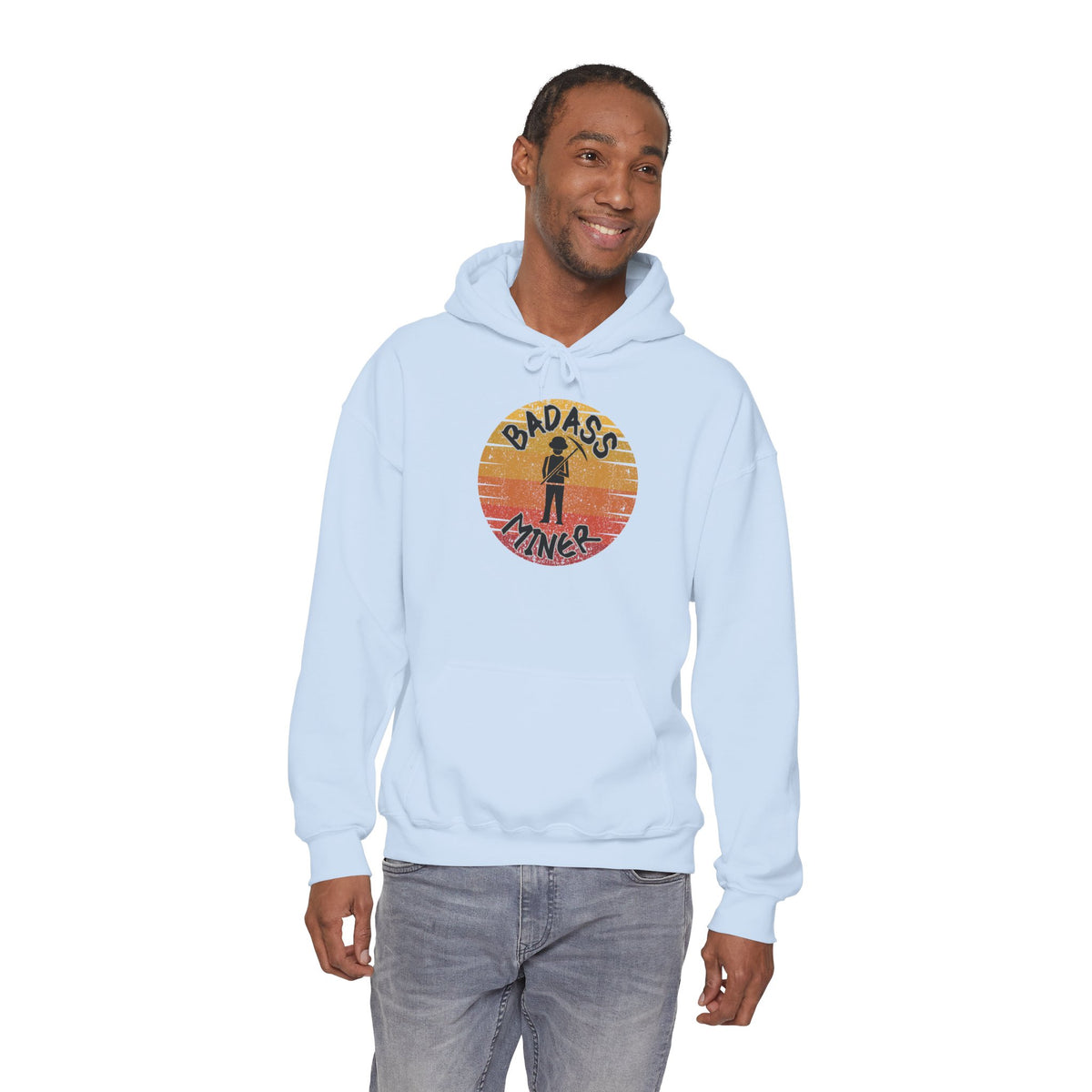 Badass Miner Rock Hammer Sunset Hoodie Unisex Hooded Sweatshirt
