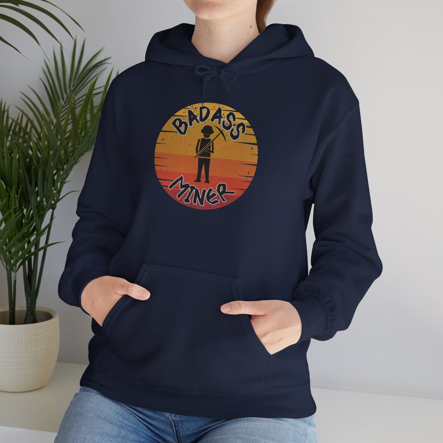 Badass Miner Rock Hammer Sunset Hoodie Unisex Hooded Sweatshirt