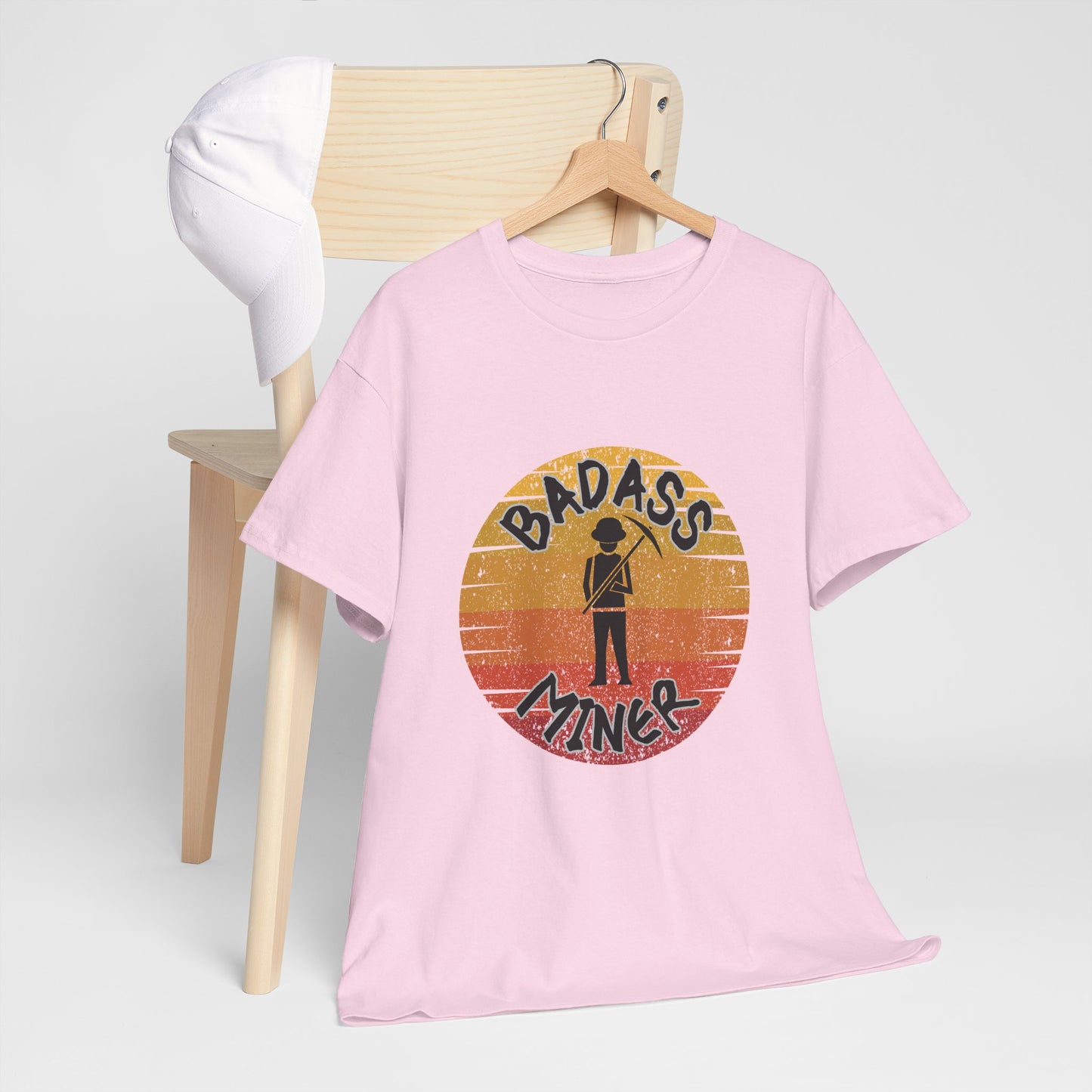 Badass Miner Rock Hammer Sunset Unisex Cotton Tee