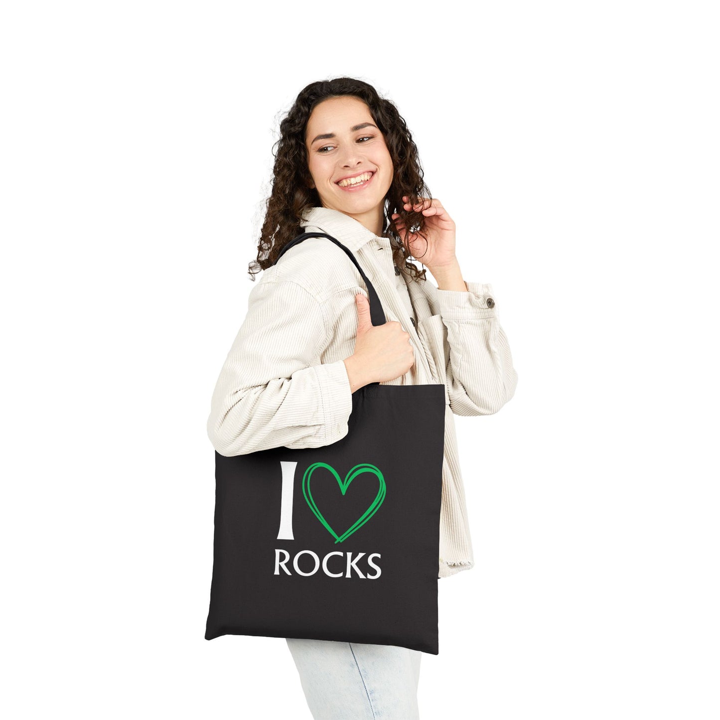 I Love Rocks Geology Tote Bag Rockhound Cotton Canvas Reusable