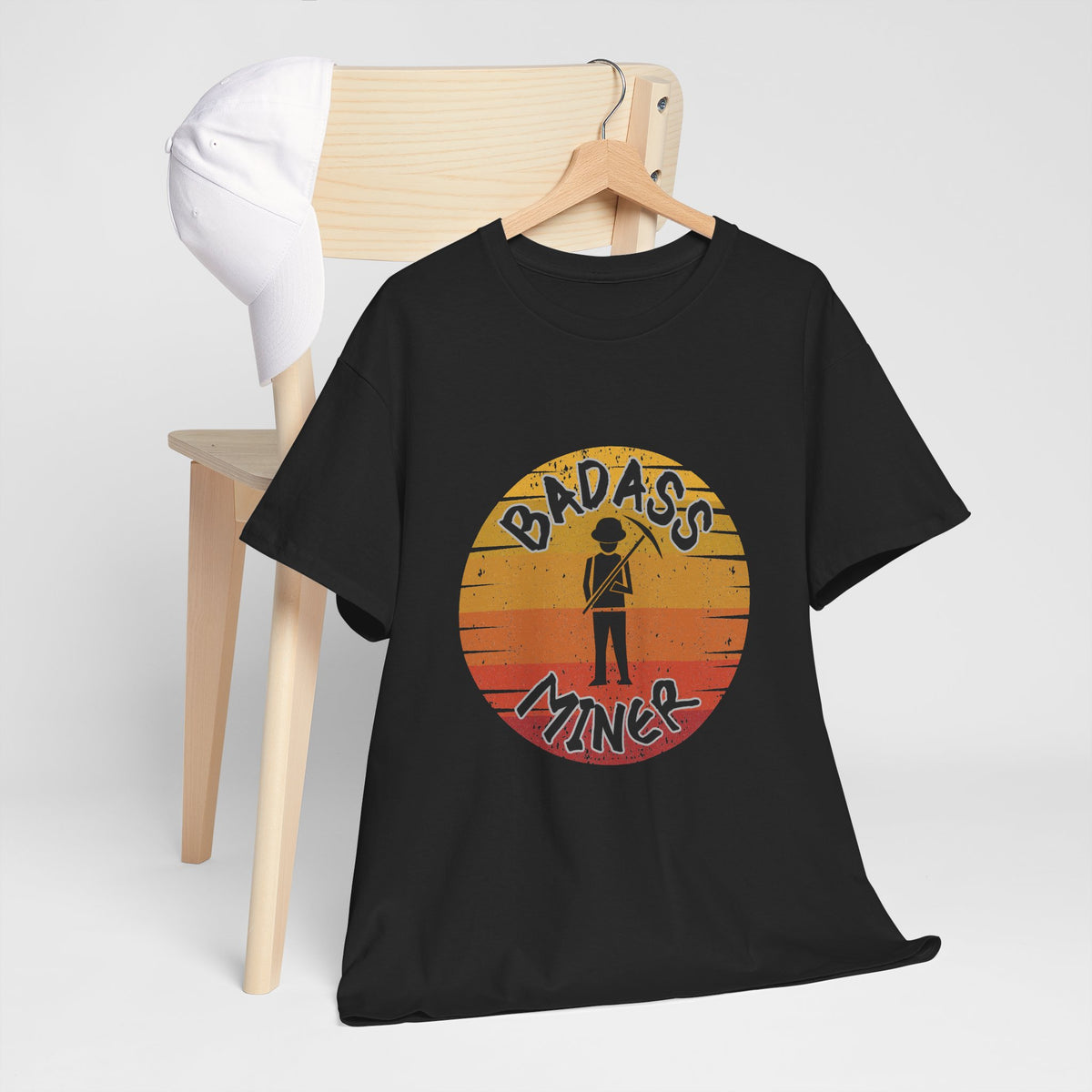 Badass Miner Rock Hammer Sunset Unisex Cotton Tee