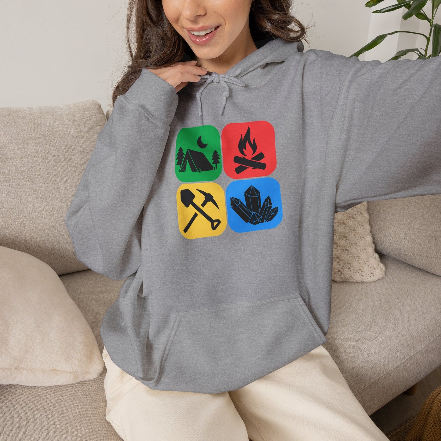 Color Block Icon Rockhound Hoodie Camping Adventure Unisex Hooded Sweatshirt