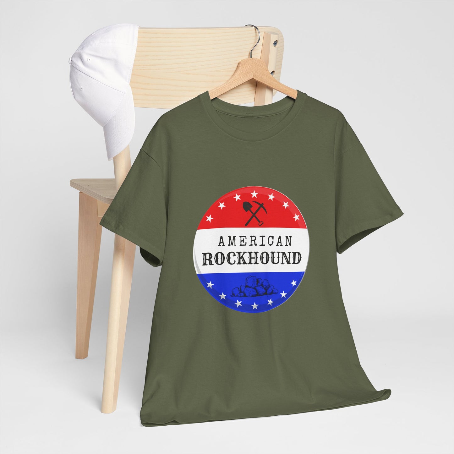 American Rockhound Tee, Patriotic Rock Collector Shirt, Red White Blue Geology Gift