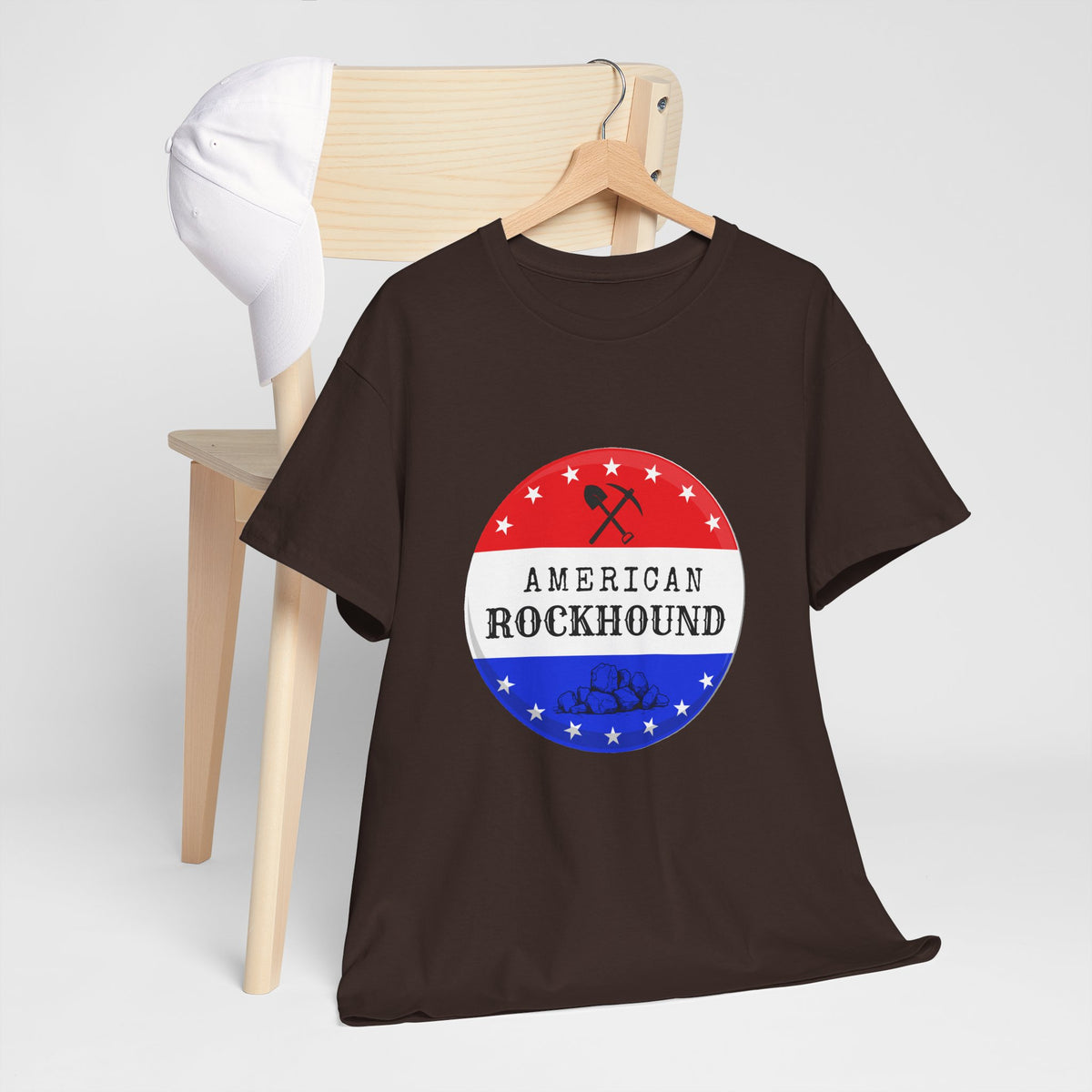 American Rockhound Tee, Patriotic Rock Collector Shirt, Red White Blue Geology Gift