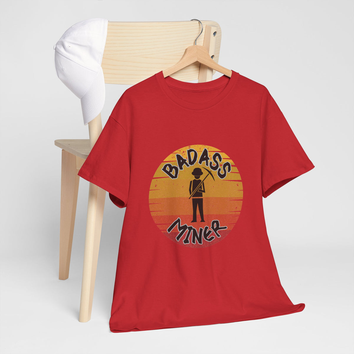 Badass Miner Rock Hammer Sunset Unisex Cotton Tee