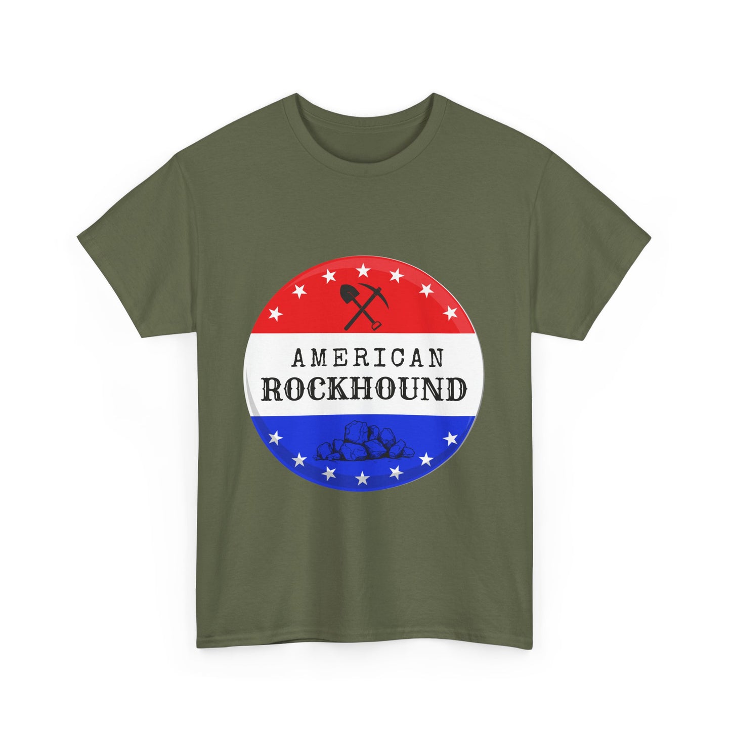 American Rockhound Unisex Tee, Red White Blue Rock Collector Shirt, Patriotic Mineral Top, Geology Gift, Crystal Tee, Geologist Apparel