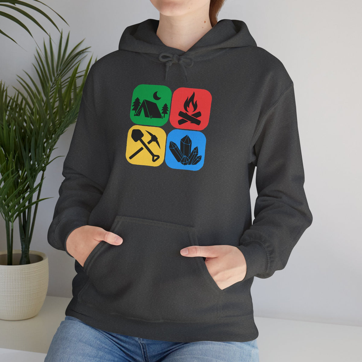 Color Block Icon Rockhound Hoodie Camping Adventure Unisex Hooded Sweatshirt