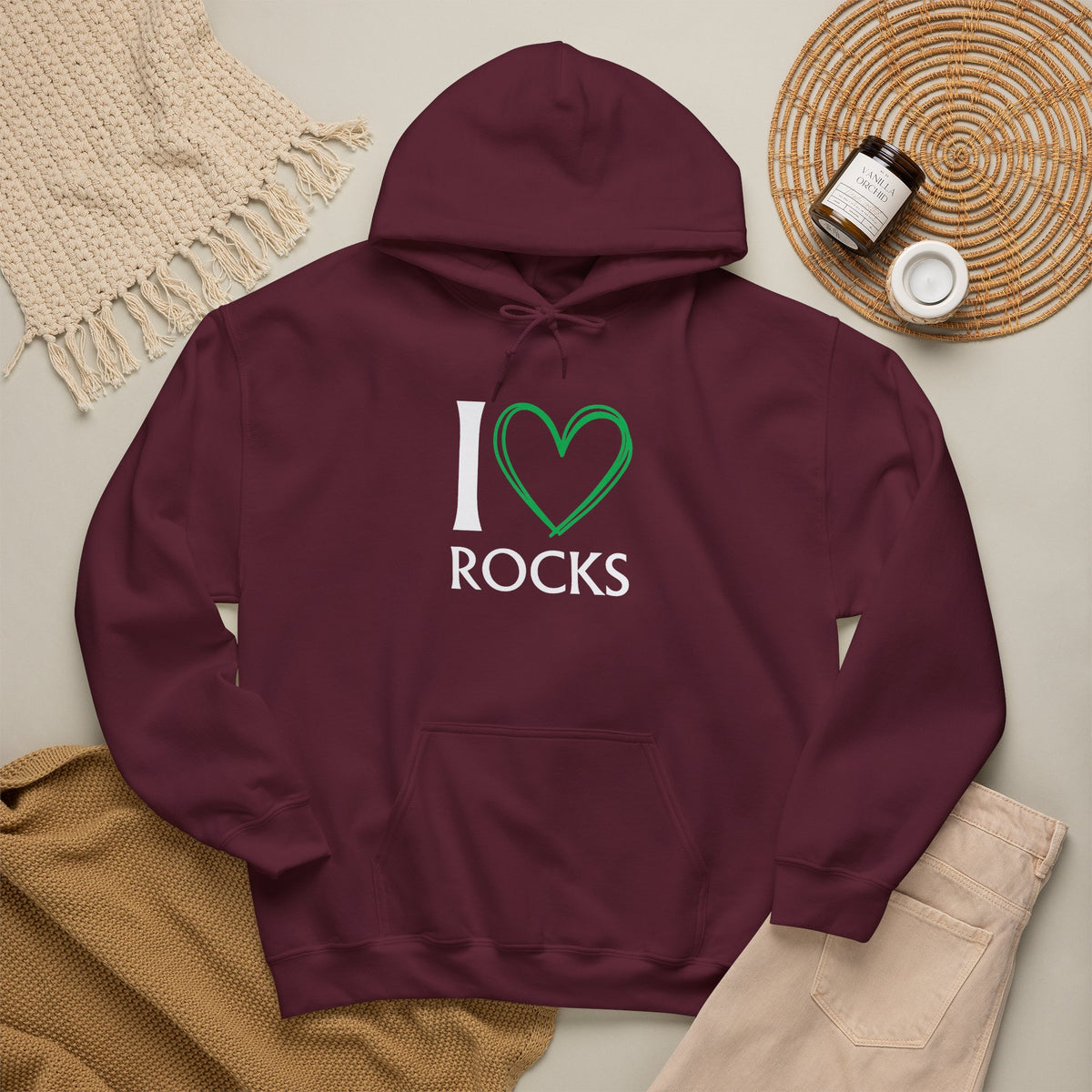 I Love Rocks Hoodie Rockhound, Geology & Rock Collector Hooded Sweatshirt
