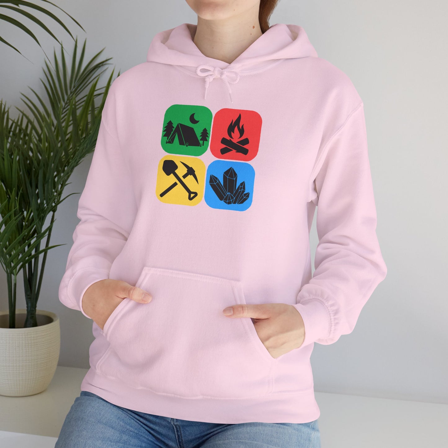 Color Block Icon Rockhound Hoodie Camping Adventure Unisex Hooded Sweatshirt