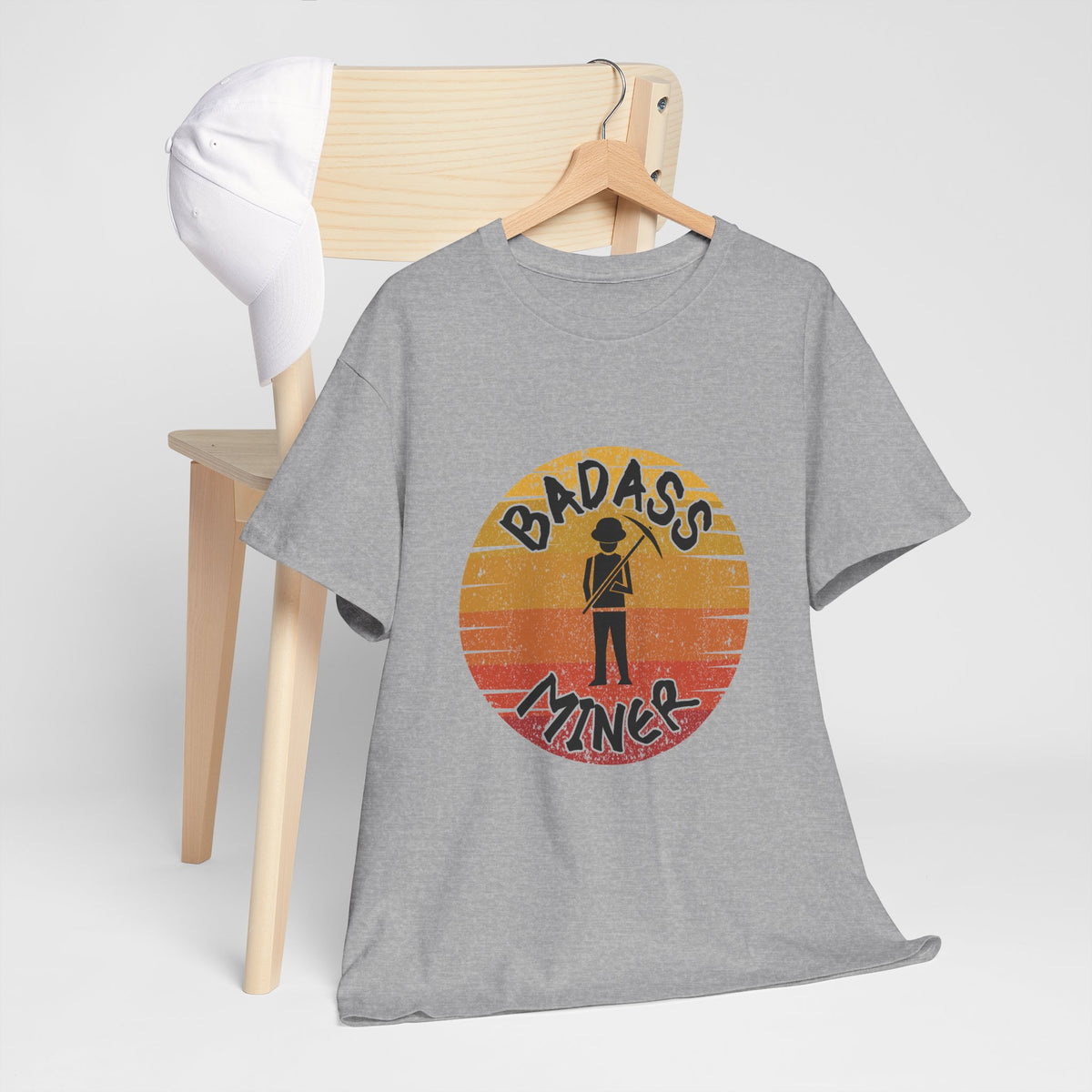 Badass Miner Rock Hammer Sunset Unisex Cotton Tee