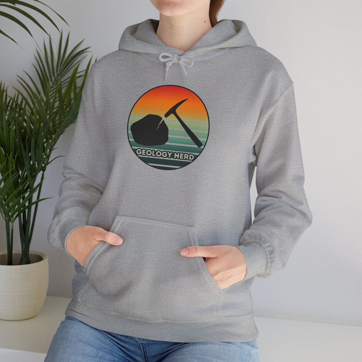Geology Nerd Hoodie Rock Hammer Sunset Silhouette Rockhound Gift Unisex