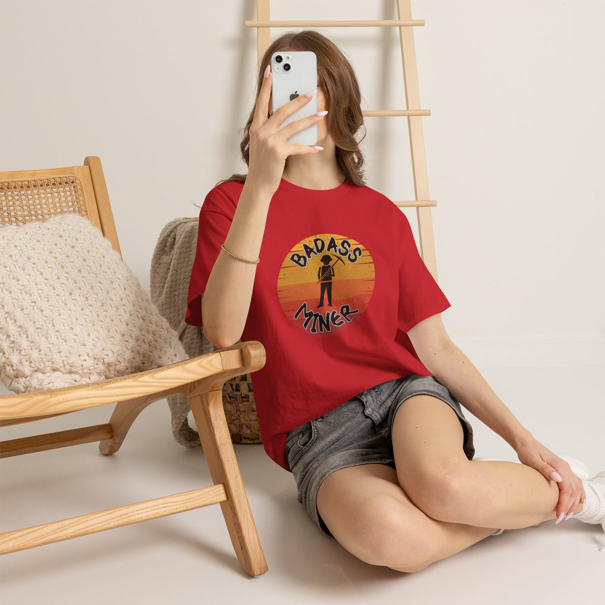 Badass Miner Rock Hammer Sunset Unisex Cotton Tee