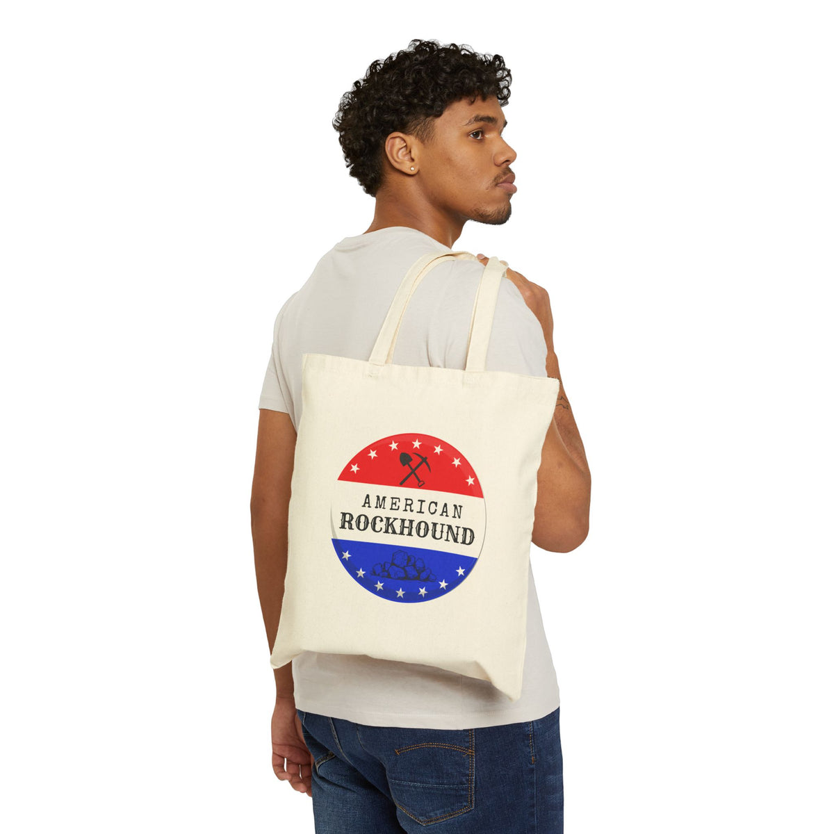 American Rockhound Tote Bag Patriot Geology Rockhound Cotton Canvas