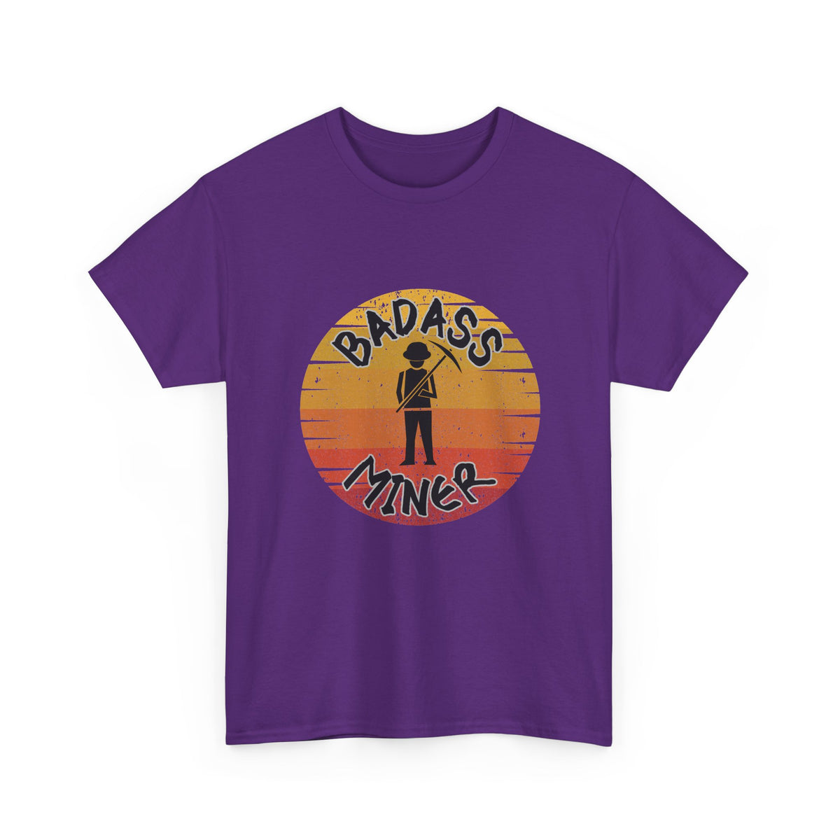 Badass Miner Rock Hammer Sunset Unisex Cotton Tee