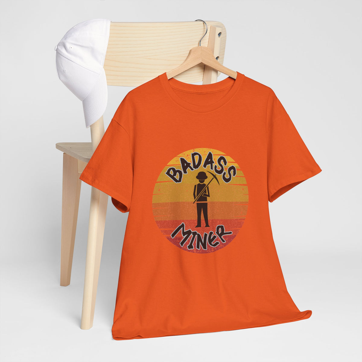 Badass Miner Rock Hammer Sunset Unisex Cotton Tee