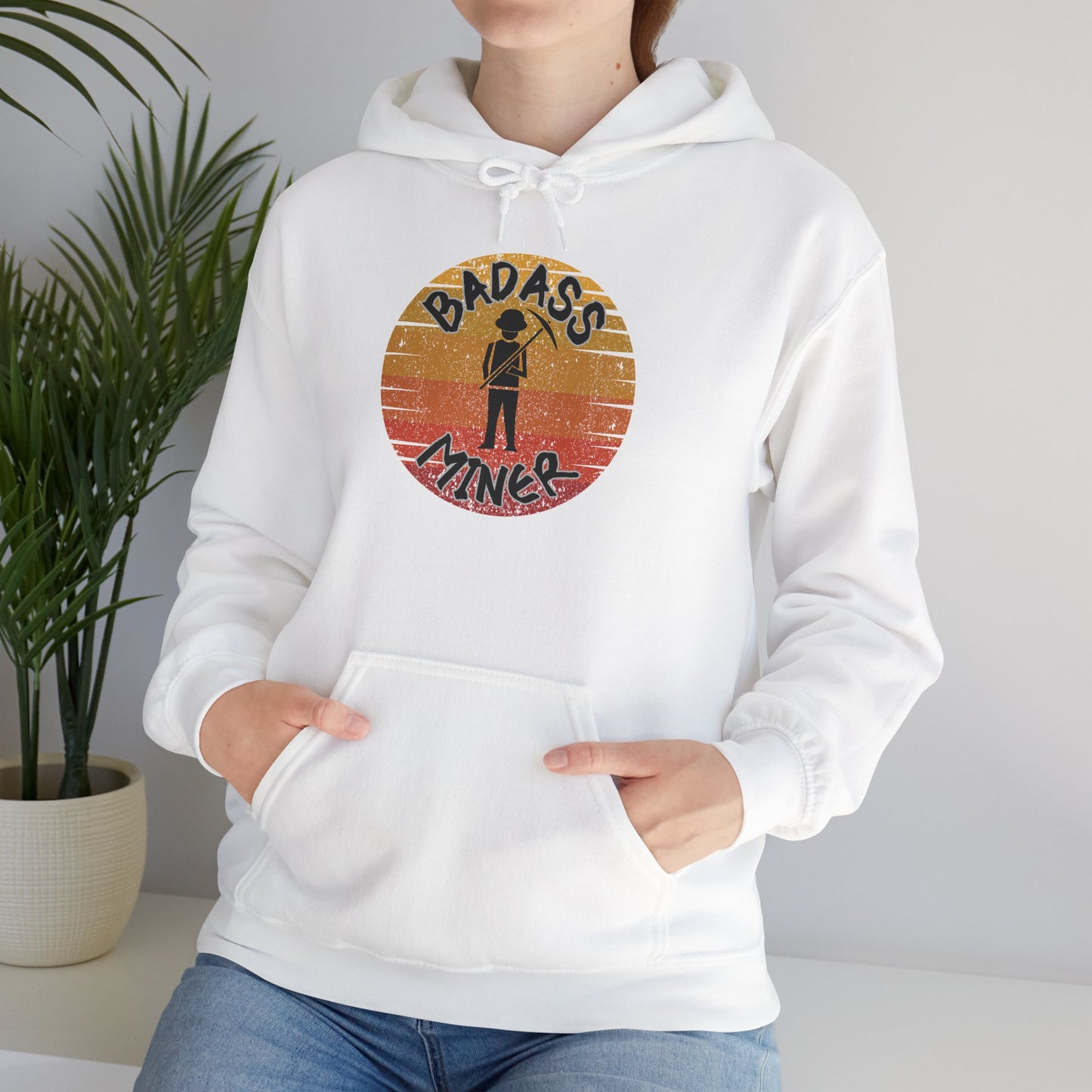 Badass Miner Rock Hammer Sunset Hoodie Unisex Hooded Sweatshirt