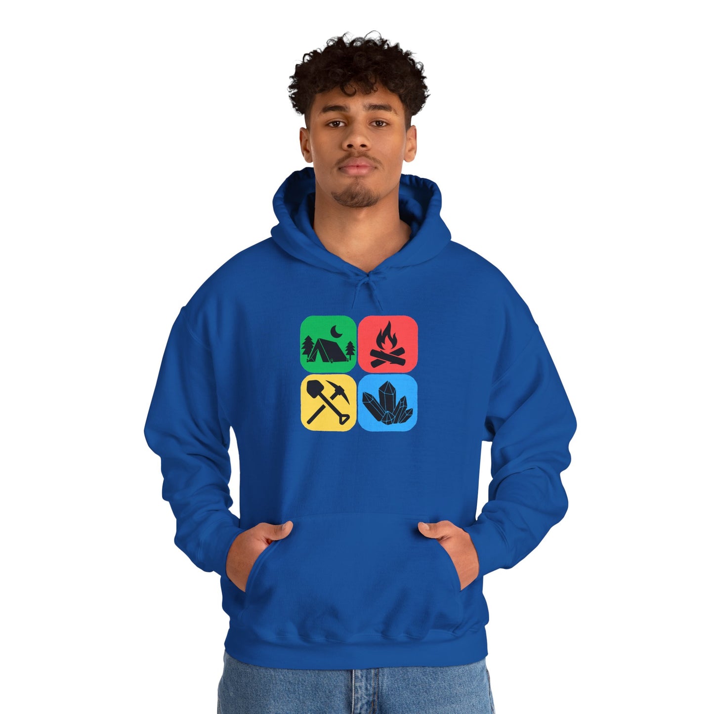 Color Block Icon Rockhound Hoodie Camping Adventure Unisex Hooded Sweatshirt