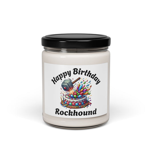 Happy Birthday Rockhound Scented Soy Candle, Unique Birthday Gift for Rock Lovers, Celebration Candle, Home Decor, Gifts for Him/Her