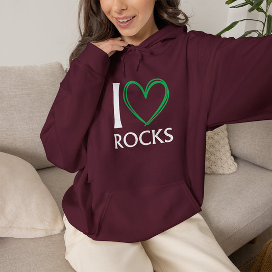 I Love Rocks Hoodie Rockhound, Geology & Rock Collector Hooded Sweatshirt
