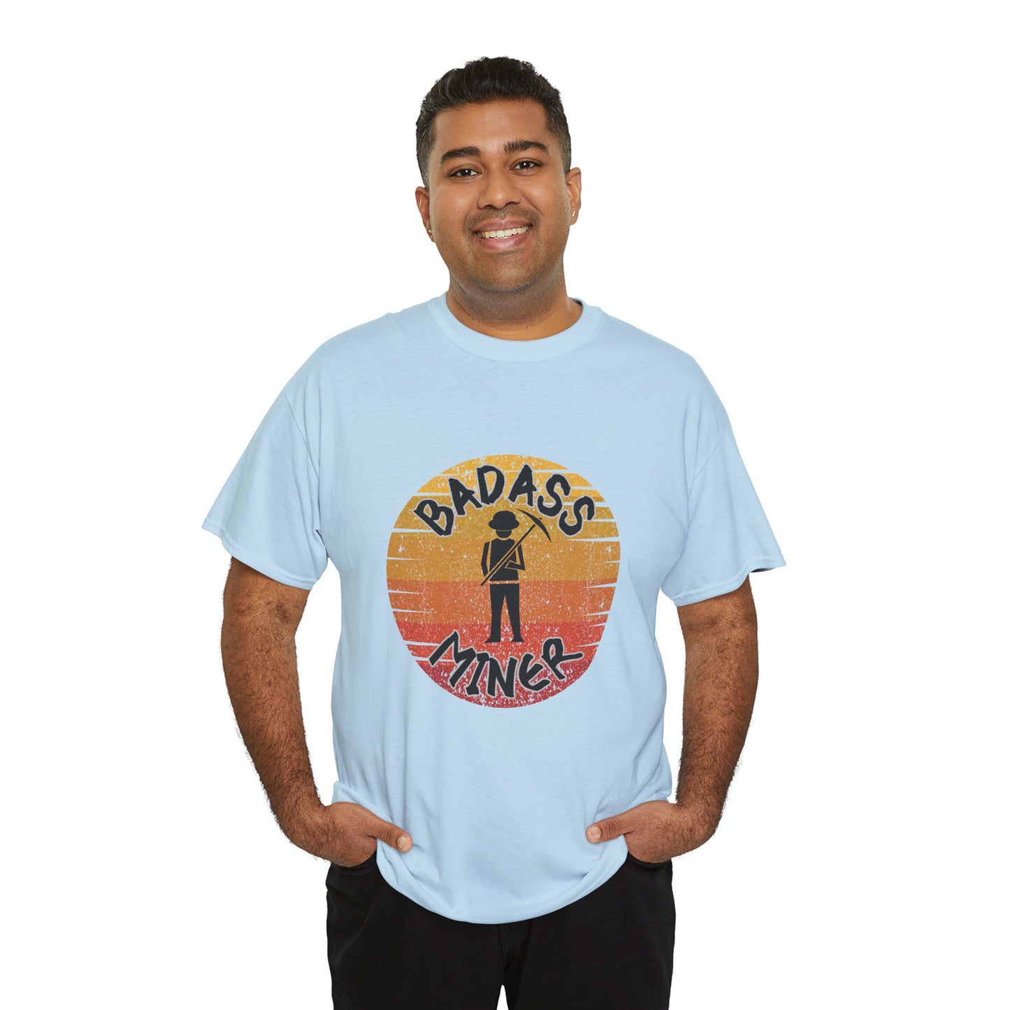 Badass Miner Rock Hammer Sunset Unisex Cotton Tee