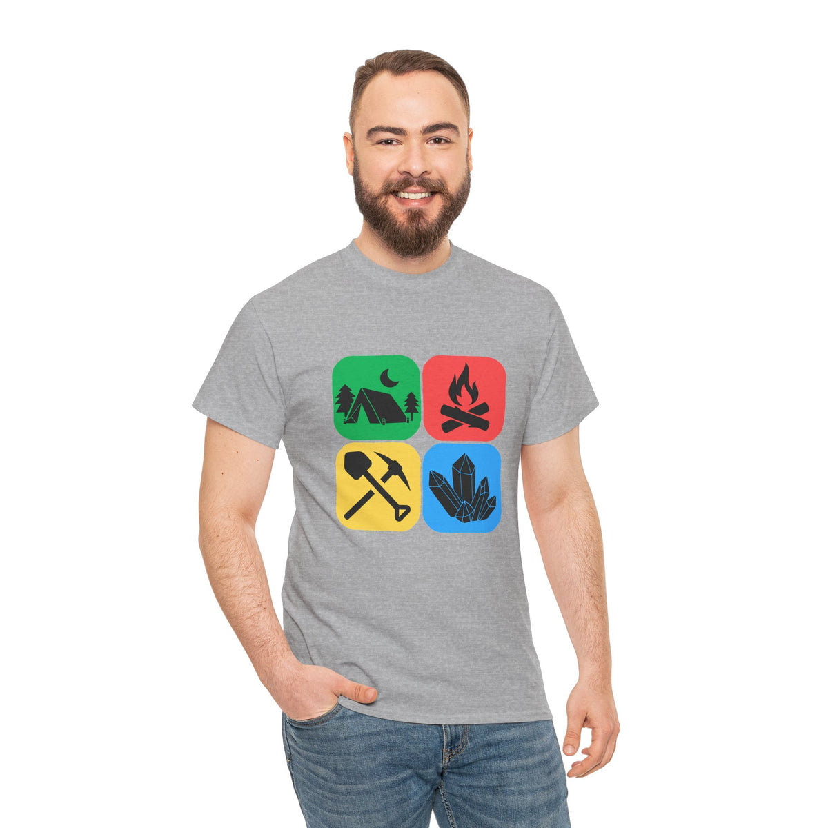 Color Block Icon Rockhound Camping Adventure Unisex Tee