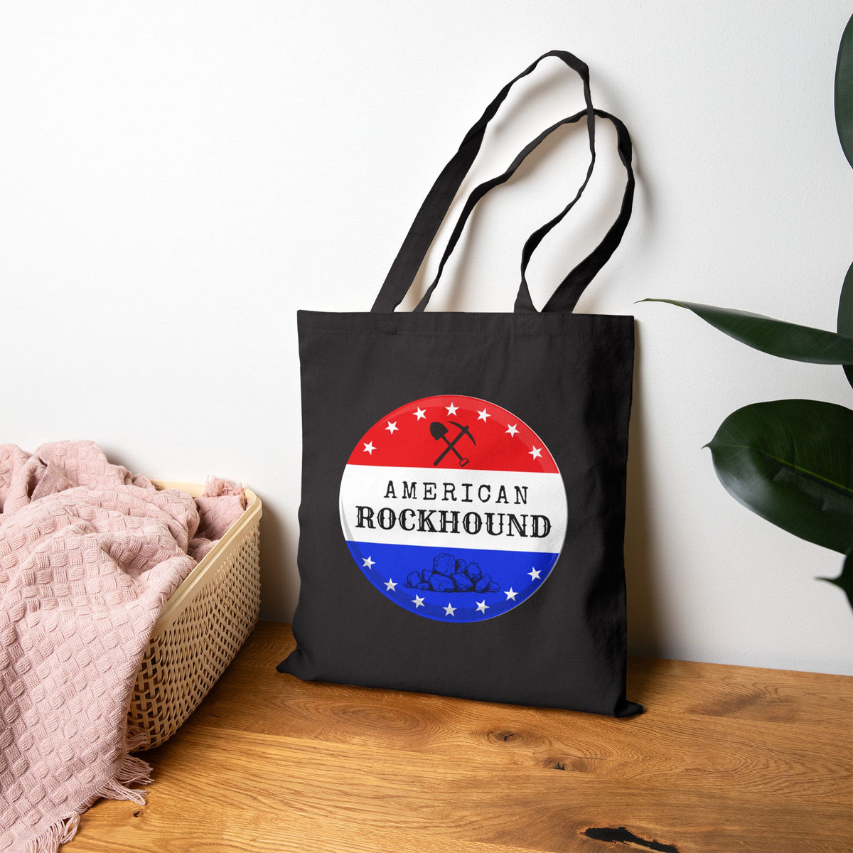 American Rockhound Tote Bag Patriot Geology Rockhound Cotton Canvas