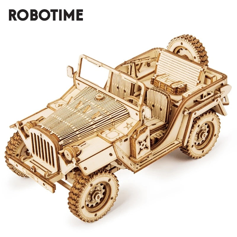1:18 Scale 3D Wooden Army Jeep Puzzle – DIY Off-Road Model Kit for Off-Roaders &amp; Overland Explorers