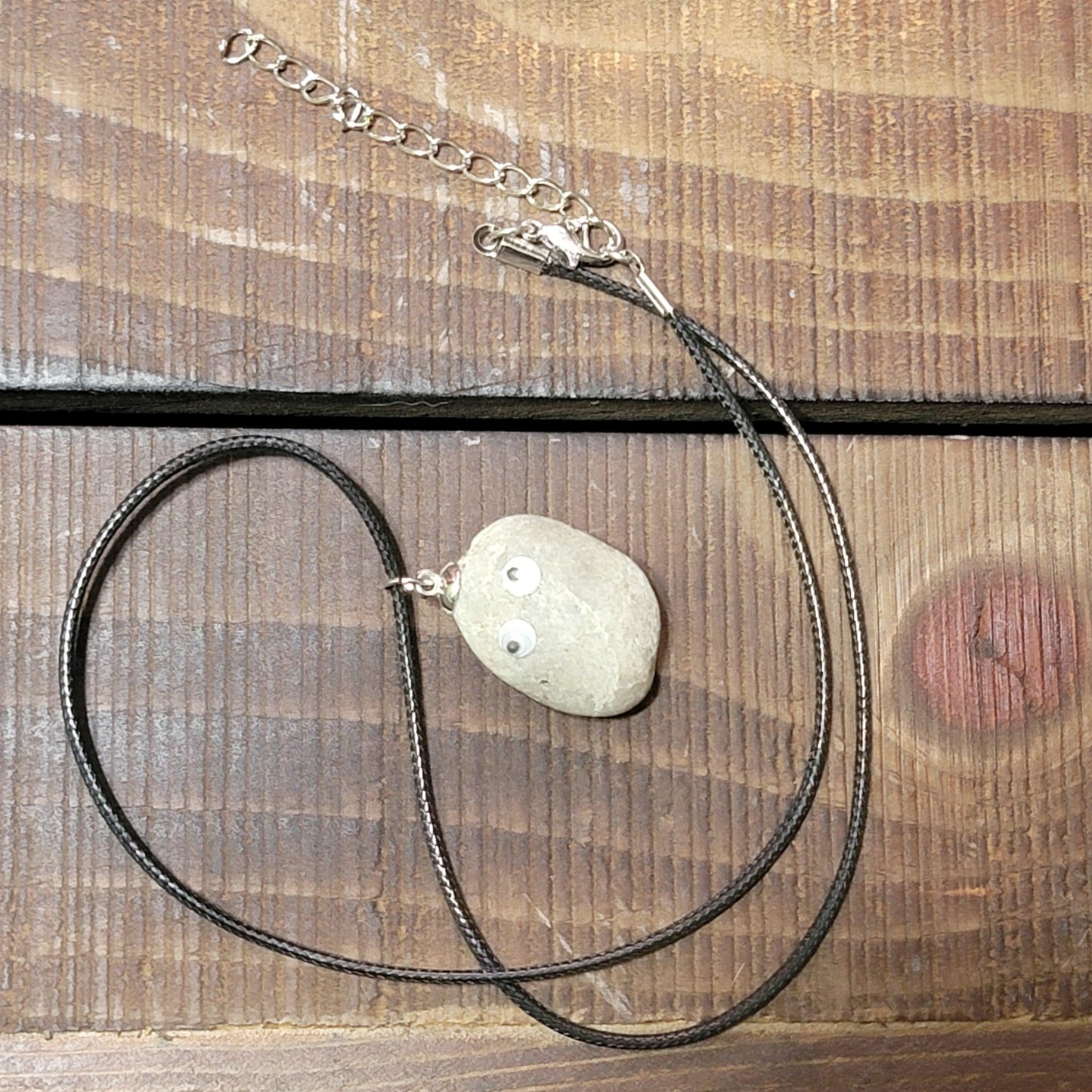 Googly Eyes Rock Necklace | Natural Stone Jewelry | Funny Leaverite Pendant | Gift for Rockhound or Geologist