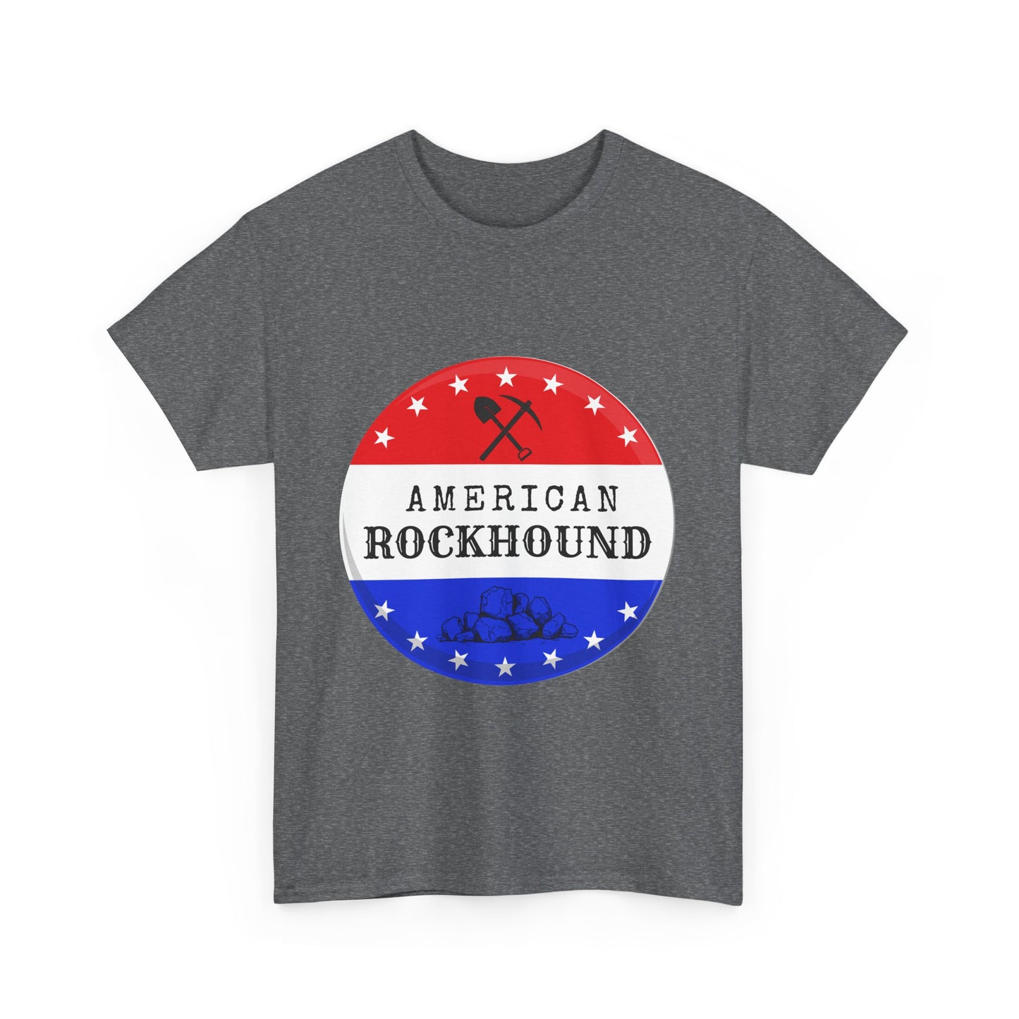 American Rockhound Unisex Tee, Red White Blue Rock Collector Shirt, Patriotic Mineral Top, Geology Gift, Crystal Tee, Geologist Apparel