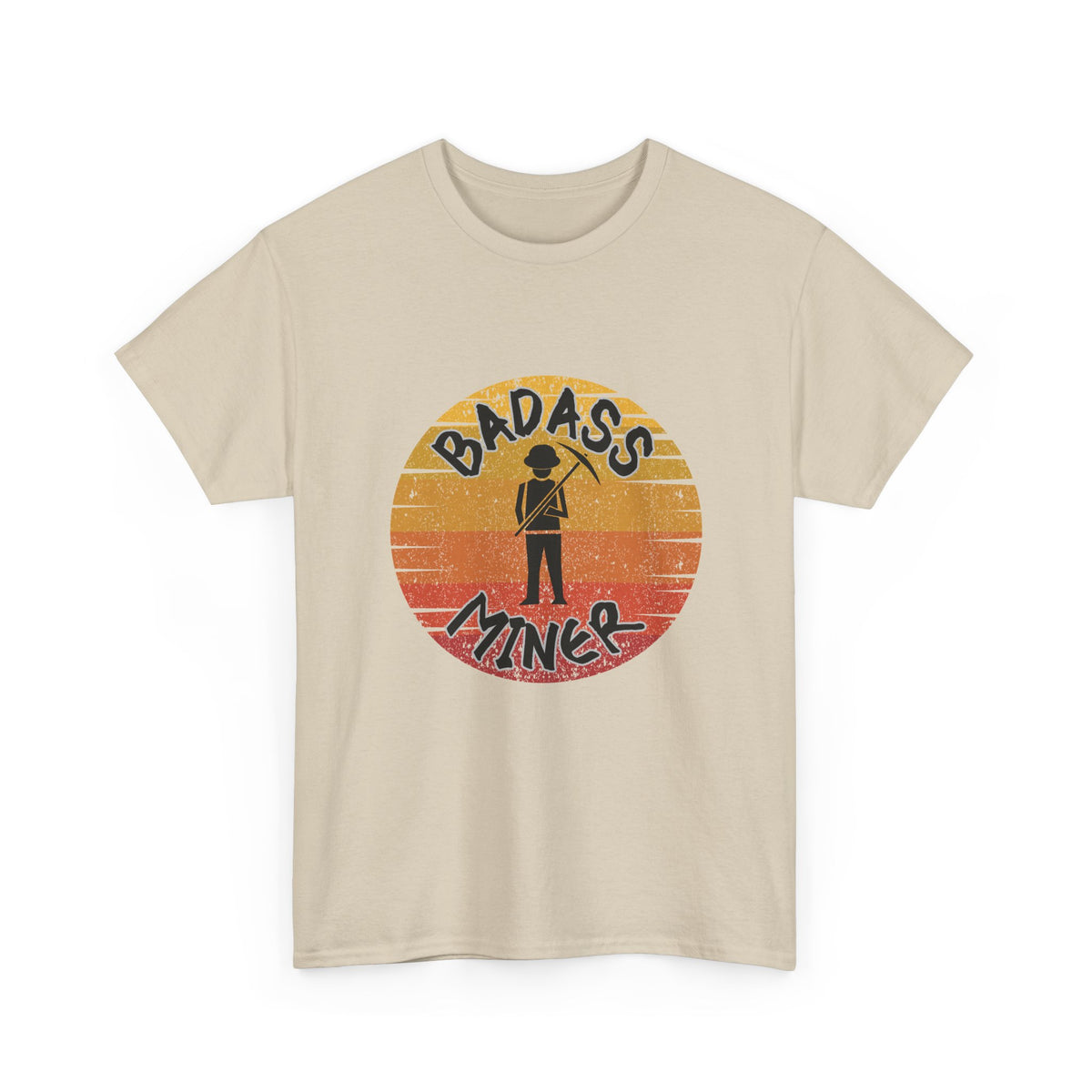Badass Miner Rock Hammer Sunset Unisex Cotton Tee