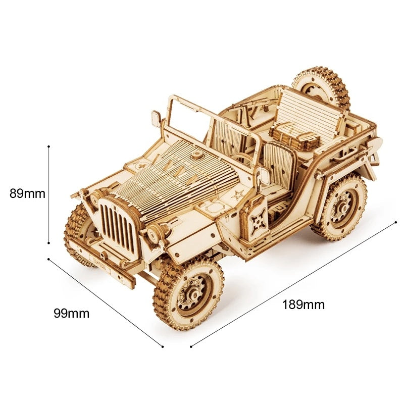 1:18 Scale 3D Wooden Army Jeep Puzzle – DIY Off-Road Model Kit for Off-Roaders &amp; Overland Explorers