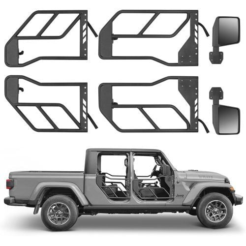 Tube Doors with Side View Mirrors For 2018–2024 Jeep Wrangler JL/JLU &amp; Gladiator JT (4-Door, Including 4XE)