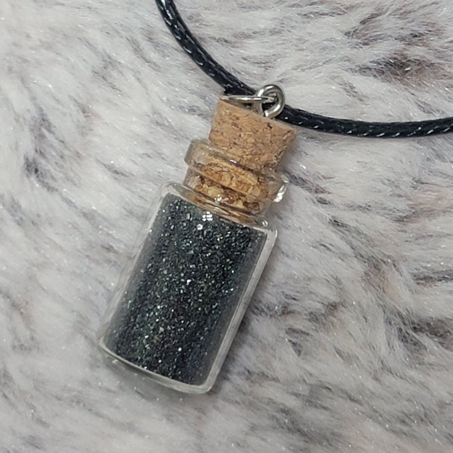 Magnetic Sand Bottle Necklace | Arizona Desert Souvenir | Black Sand in a Glass Jar | Geology Jewelry | Southwestern USA Vacation Gift