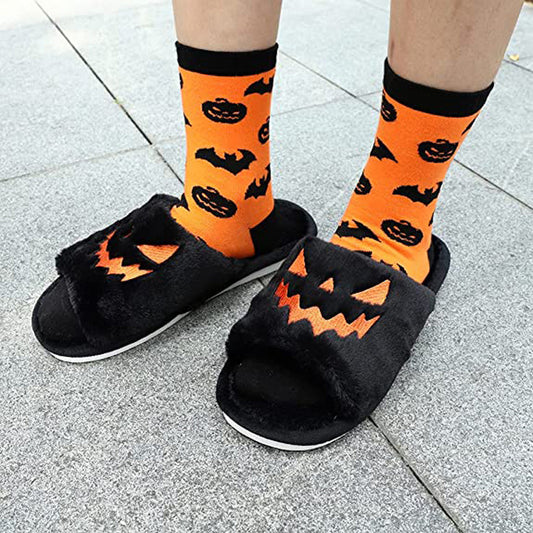 Halloween Pumpkin Jack-o'-Lantern Slippers – Cute, Cozy, and Ready for Spooky Season