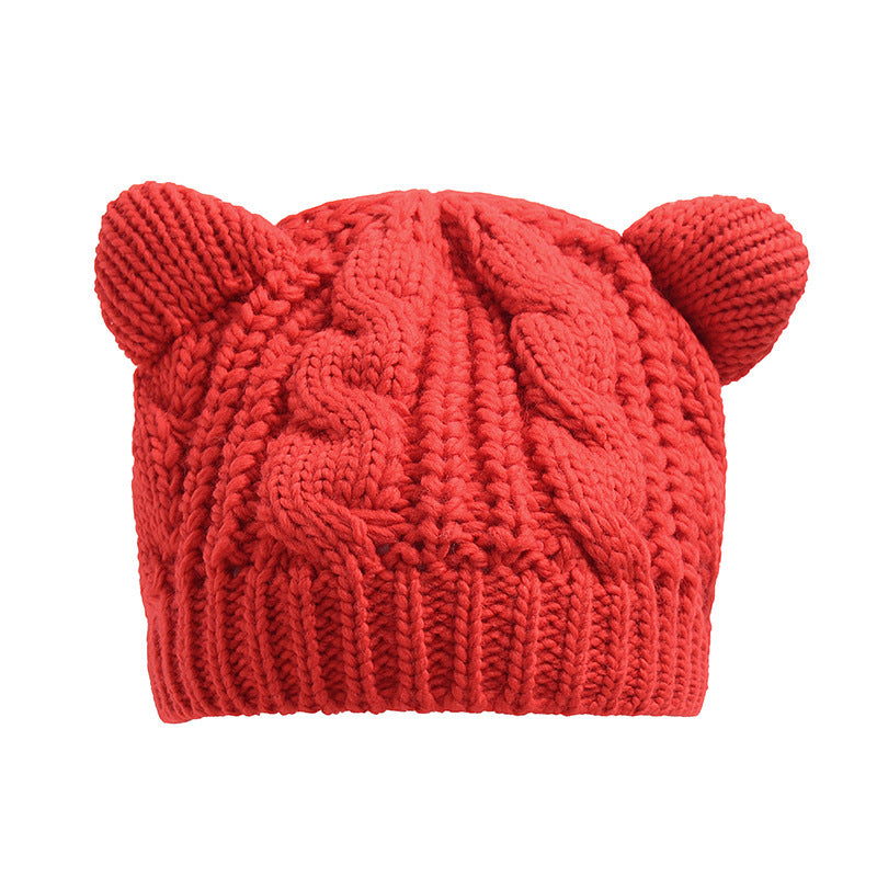 Cat Ear Beanie for Winter Cute Knitted Hat