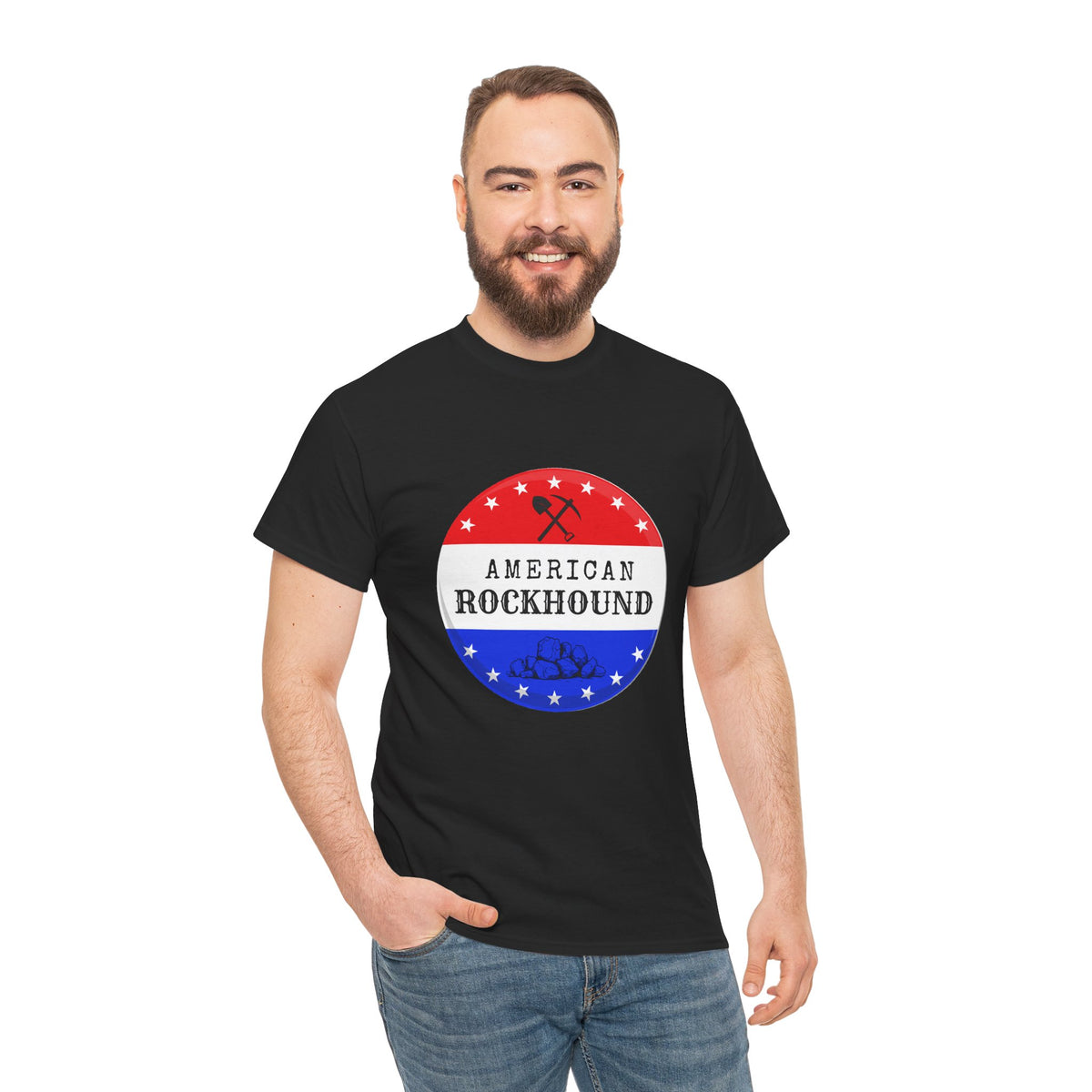 American Rockhound Tee, Patriotic Rock Collector Shirt, Red White Blue Geology Gift