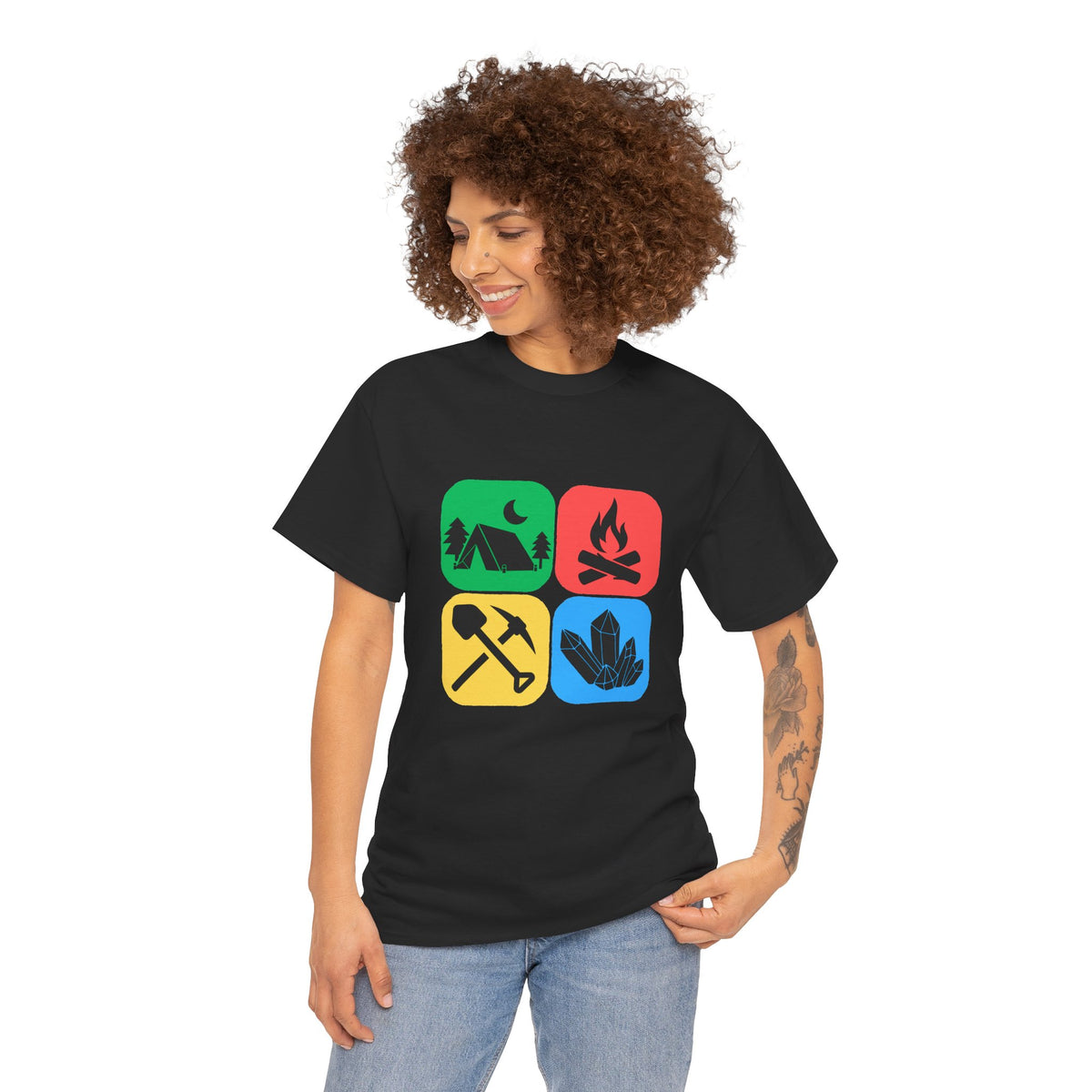 Color Block Icon Rockhound Camping Adventure Unisex Tee