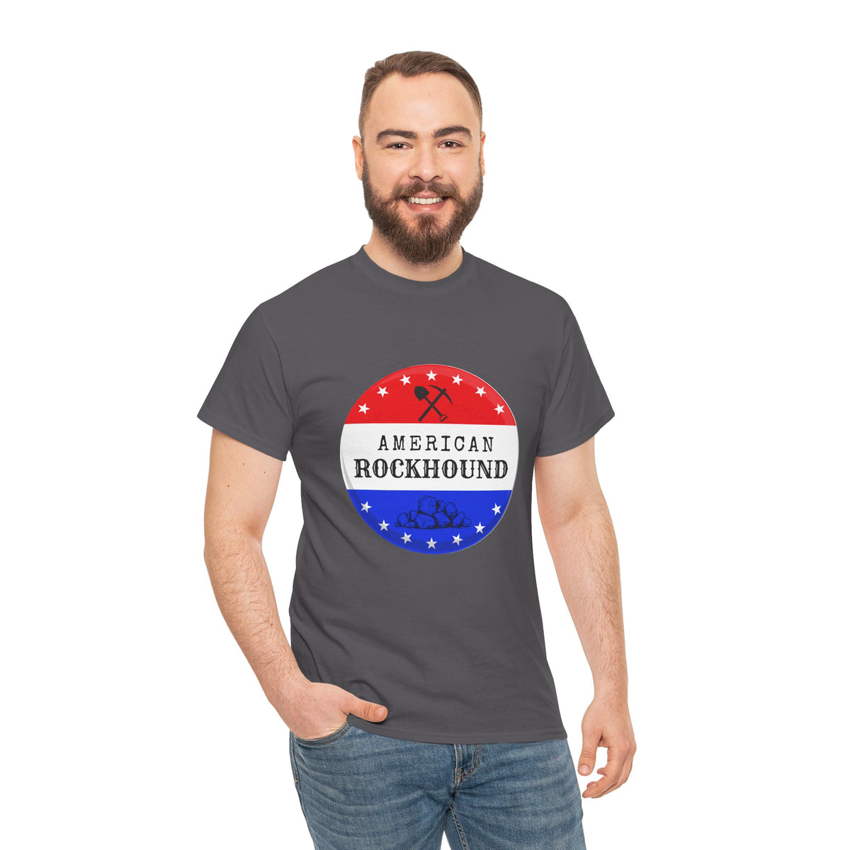 American Rockhound Tee, Patriotic Rock Collector Shirt, Red White Blue Geology Gift
