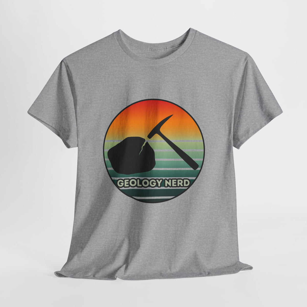 Geology Nerd T-Shirt Rock Hammer Sunset Silhouette Rockhound Geologist Gift
