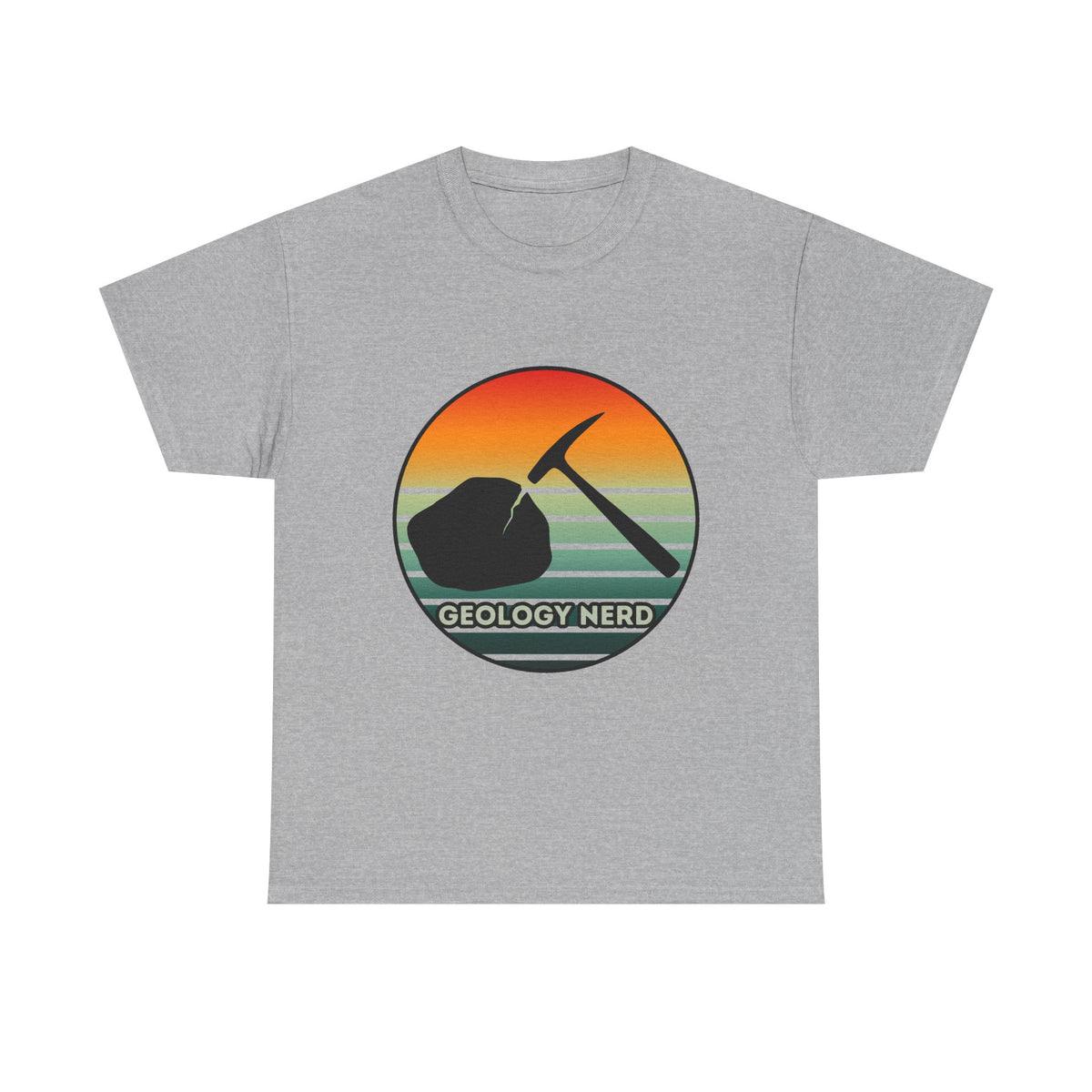 Geology Nerd T-Shirt Rock Hammer Sunset Silhouette Rockhound Geologist Gift