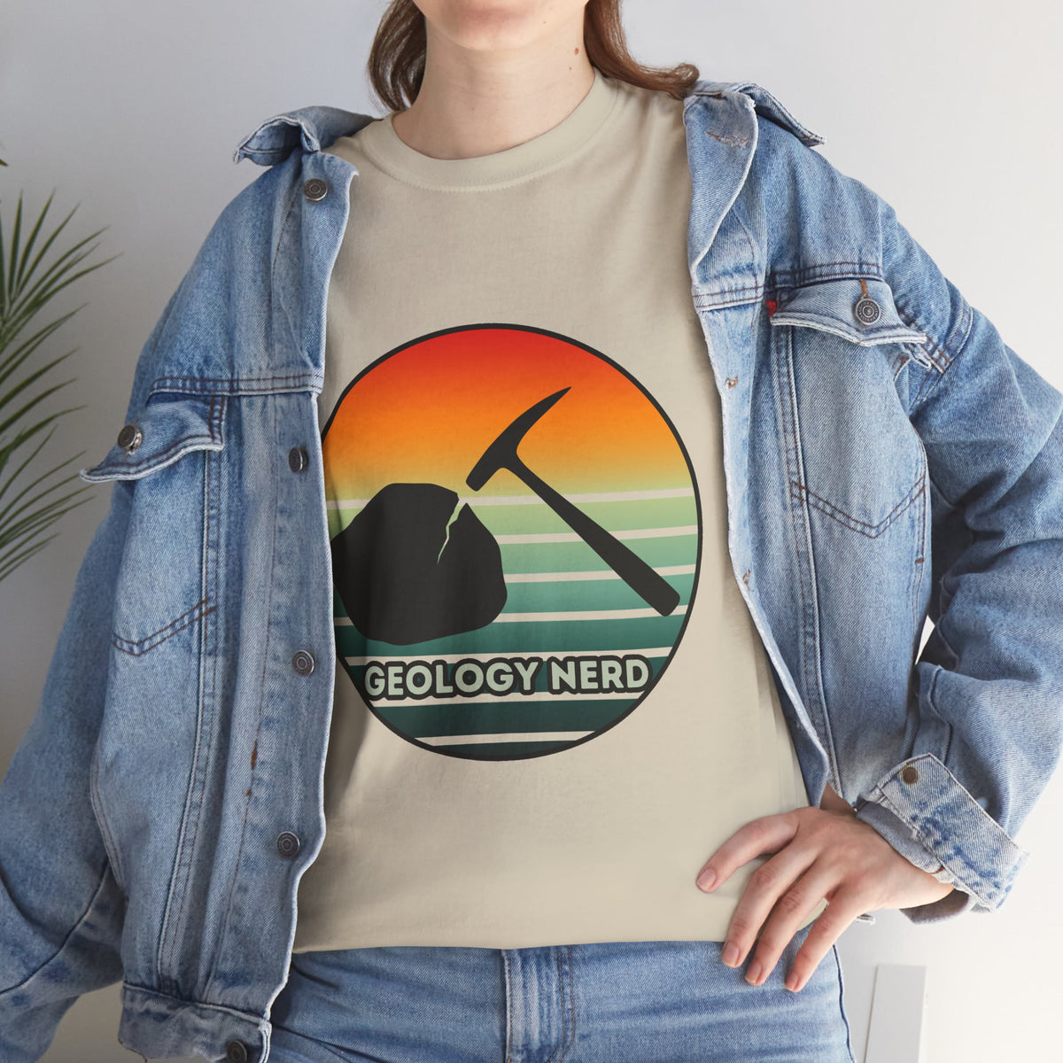 Geology Nerd T-Shirt Rock Hammer Sunset Silhouette Rockhound Geologist Gift