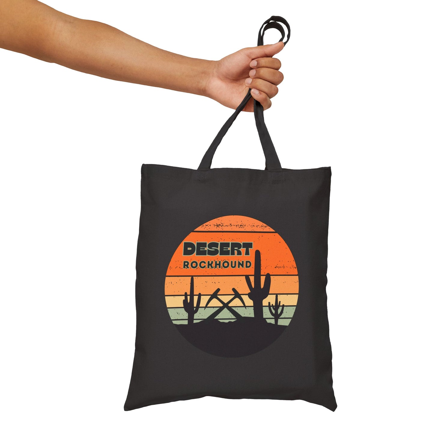 Desert Rockhound Tote Bag Cactus Scene Geology Rockhound Cotton Canvas