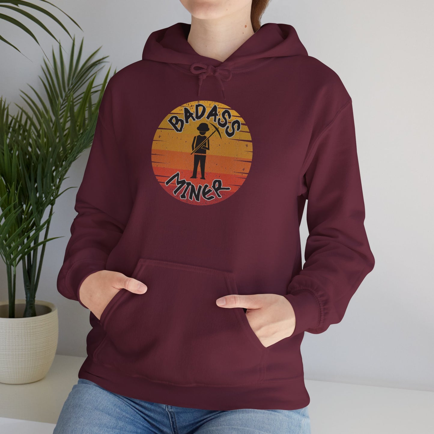 Badass Miner Rock Hammer Sunset Hoodie Unisex Hooded Sweatshirt