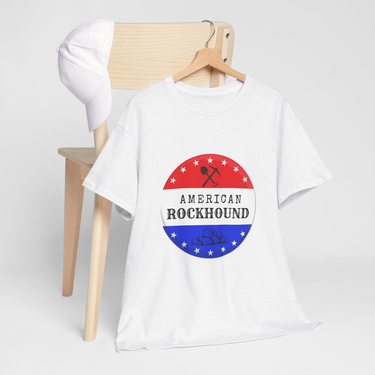 American Rockhound Tee, Patriotic Rock Collector Shirt, Red White Blue Geology Gift