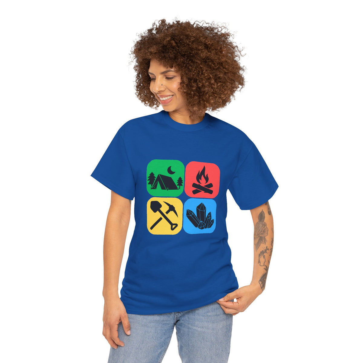Color Block Icon Rockhound Camping Adventure Unisex Tee
