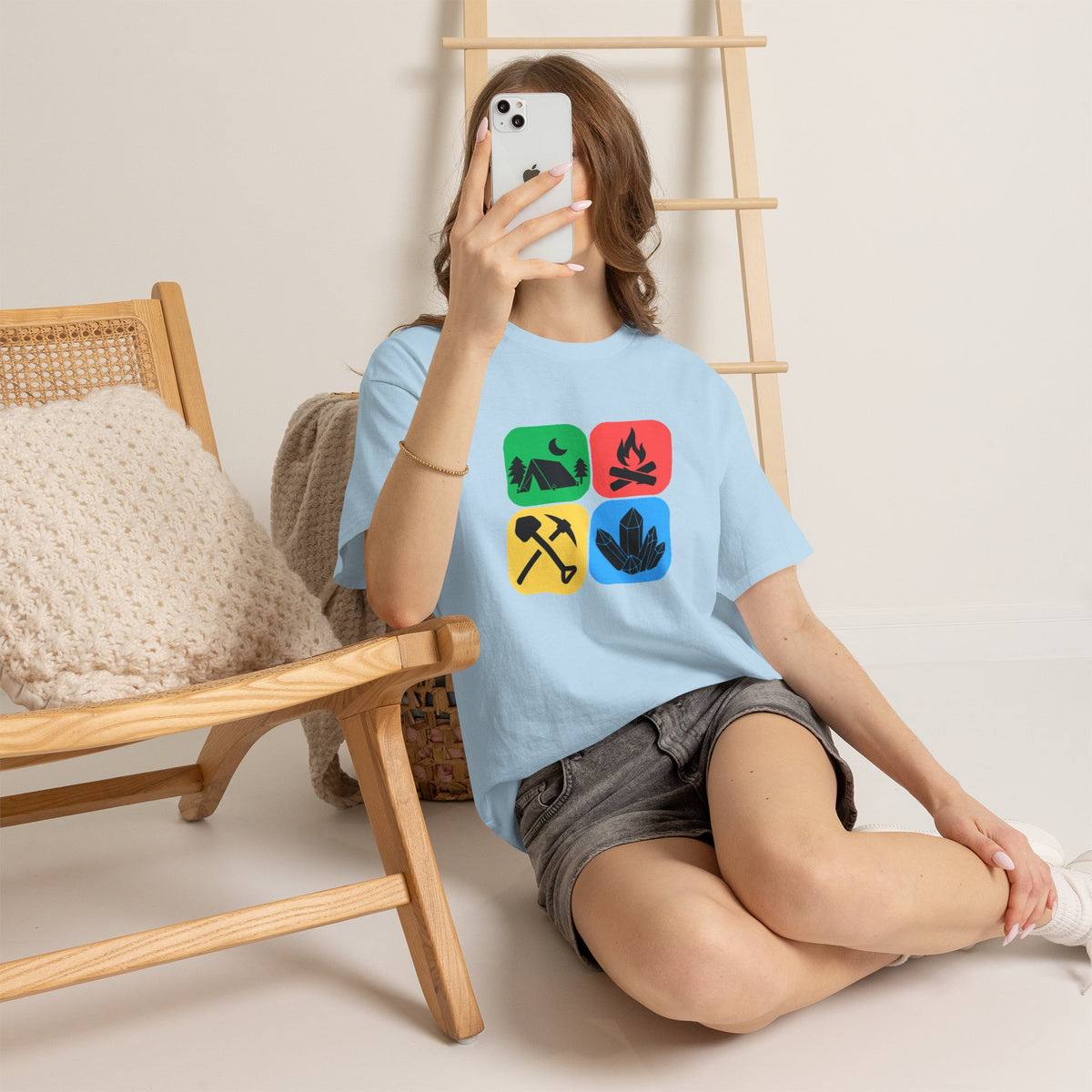 Color Block Icon Rockhound Camping Adventure Unisex Tee