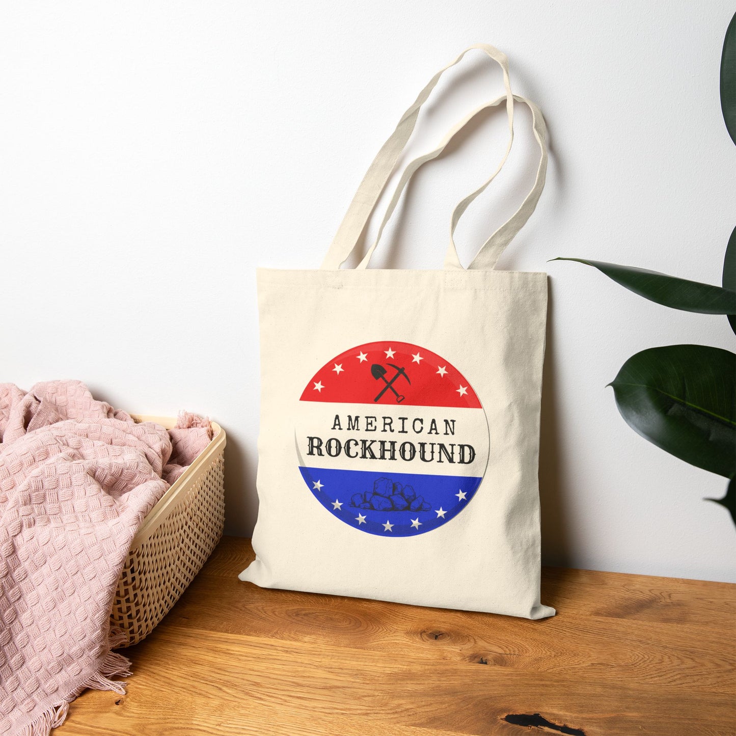 American Rockhound Tote Bag Patriot Geology Rockhound Cotton Canvas