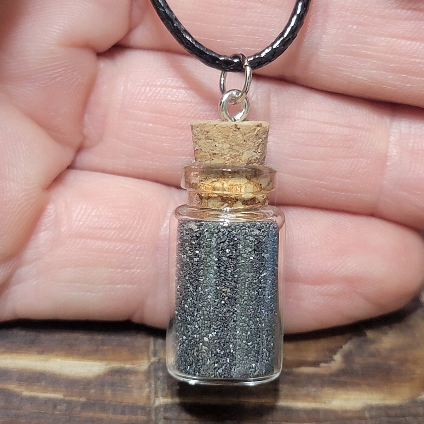 Magnetic Sand Bottle Necklace | Arizona Desert Souvenir | Black Sand in a Glass Jar | Geology Jewelry | Southwestern USA Vacation Gift