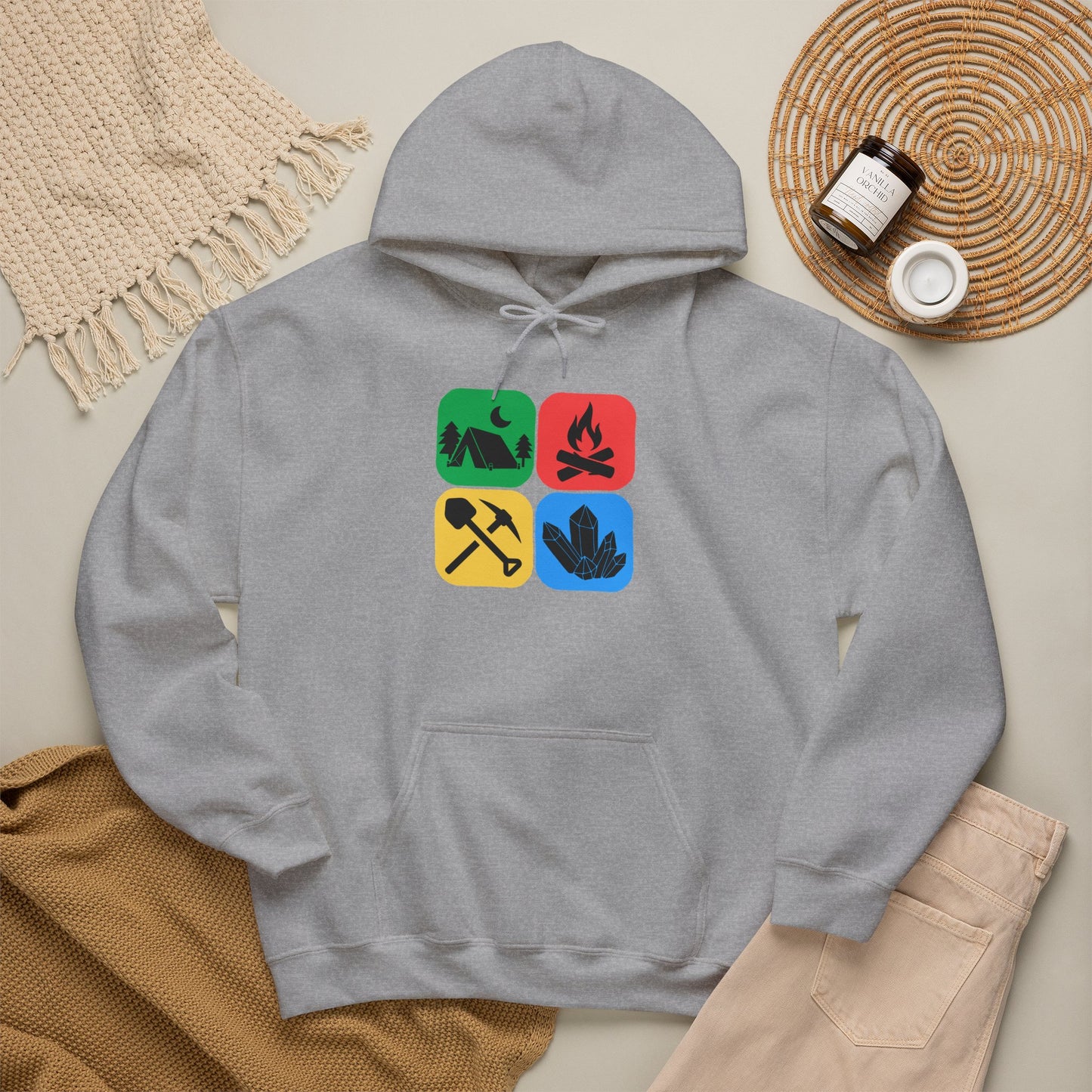 Color Block Icon Rockhound Hoodie Camping Adventure Unisex Hooded Sweatshirt